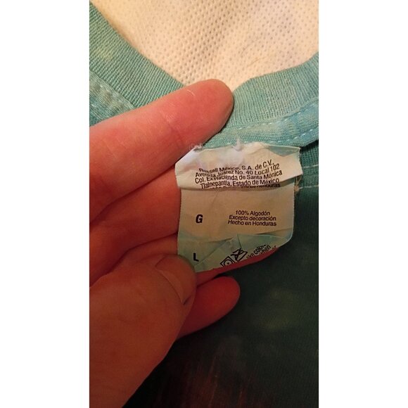 The Mountain Cat Print Green Tie-Dye T-Shirt Jerzees HiDensi-T Gildan L - Picture 5 of 6